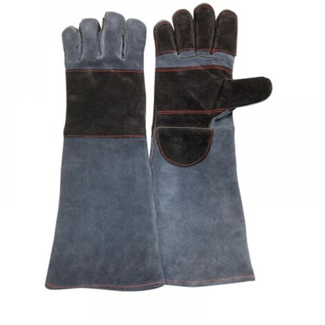 Gants de soudage 55 cm, gants anti-coupure et anti-morsure, isolation thermique et résistance aux hautes températures, rembourrage en cuir