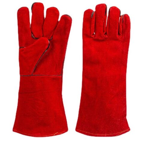 Gants de soudage en cuir forgé Gants de sécurité résistants au feu (rouge)