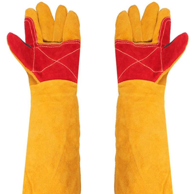 ZVD - Gants de Soudage Épais avec Manches Extra Longues 61 cm - Résistants à la Chaleur - Pour Travail de Cheminée et Jardinage Coupe