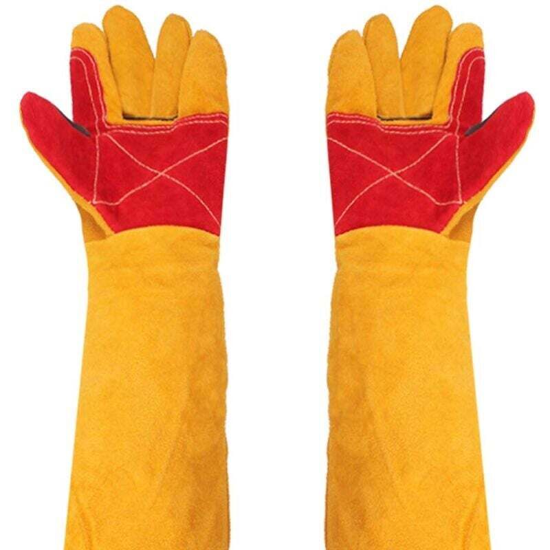 Gants de Soudage Épais avec Manches Extra Longues 61 cm - Résistants à la Chaleur - Pour Travail de Cheminée et Jardinage Coupe