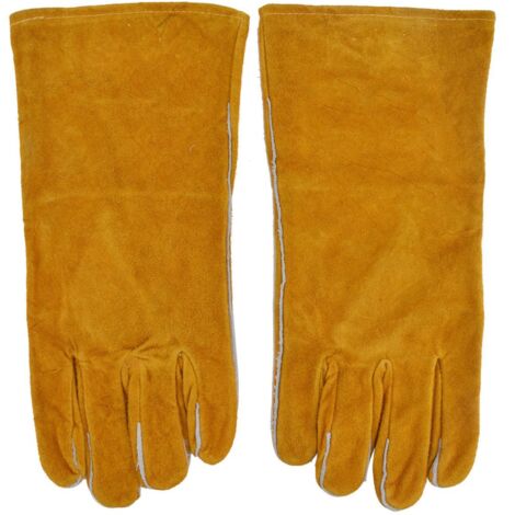 Gants de soudage RTD1526 en cuir de vachette jaune, doigts entiers, pour l'industrie de la fusion, la découpe et le polissage