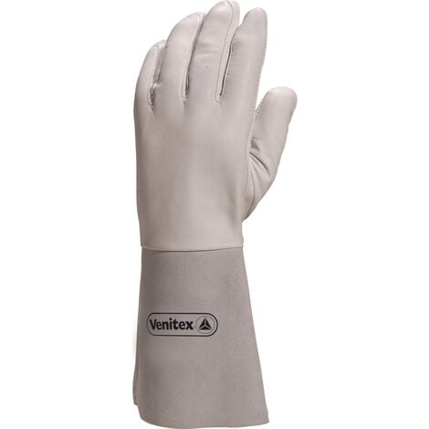 DELTA PLUS Gants de soudeur cuir fleur taille 10 - Blanc