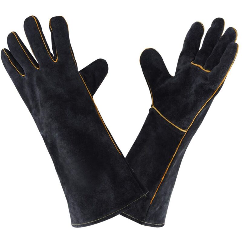 Gants de Soudeur en Cuir 932 ḟf, Gant de Soudage Cuisine Haute Température pour Travail bbq Four Jardinage 40 cm