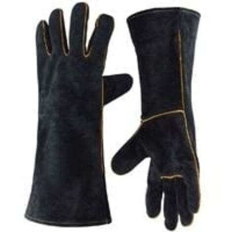 Gants de Soudeur en Cuir 932 °F Gants de Travail Haute Température pour Soudage BBQ Cuisine Four De Cuisson Jardinage
