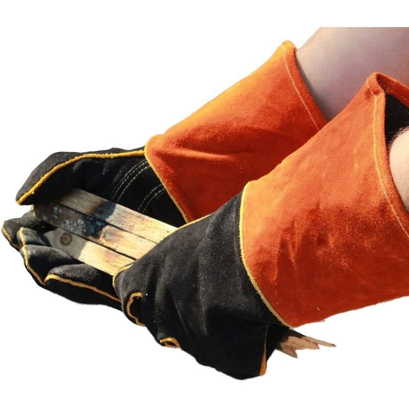 Ersandy - Gants de Soudeur en Cuir 932 °f Gants de Travail Haute Température pour Soudage bbq Cuisine Four De Cuisson Jardinage