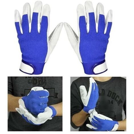 Gants de soudeur en cuir résistant à la chaleur – Taille 21,5 cm – Peau de mouton et nylon extensible – Lot de 2 paires pour entretien mécanique