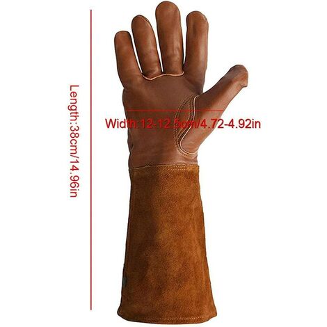 Gants de soudeur, garde-main de soudage en cuir gravé de jardin résistant aux coups de poignard longue protection avant-bras résistant à la chaleur M, 1 paire