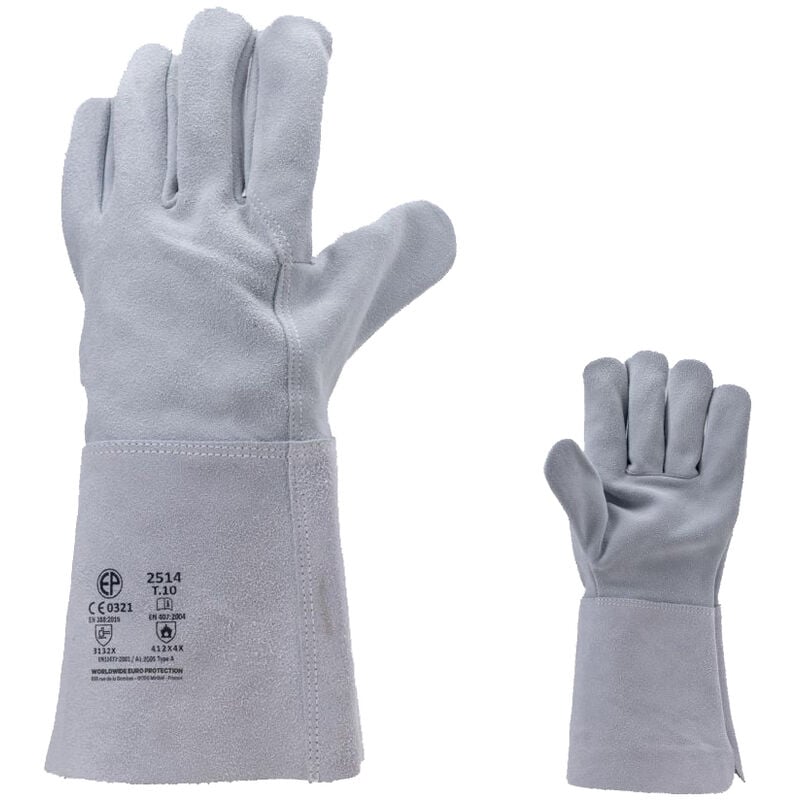 Eurotechnique - gants de protection soudeur CROûTE vachette manchette 15CM gris T10 - MO2514 notre selection