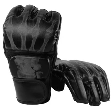 Gants de sport mi-doigts en cuir PU ergonomiques pour sac de frappe et entraînement