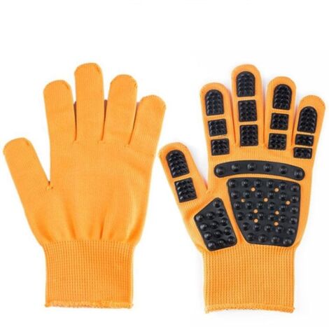 Gants de toilettage pour animaux de compagnie, brosse démêlante pour chats, peigne pour chiens, Massage propre, brosse douce jaune