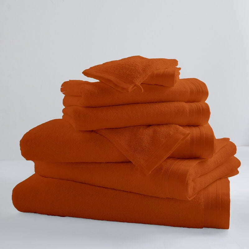 homemaison - lot de 6 gants de toilette unis et colorés orange 16x21 cm - orange