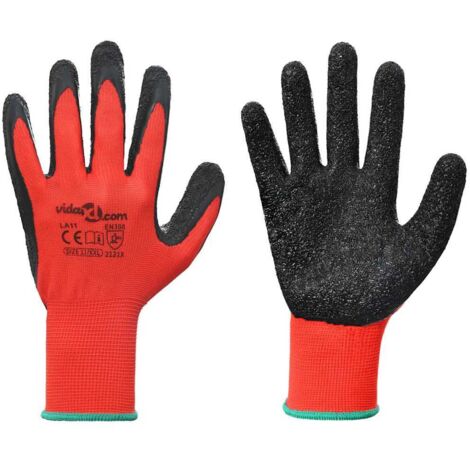 Gants de Travail 12 pcs Rouge et Noir 11 / XXL CFW544778