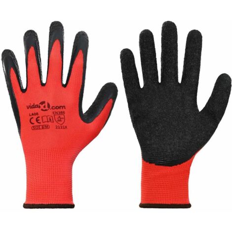 Gants de Travail 24 pcs Rouge et Noir 8 / m Revêtement en latex CFW541914