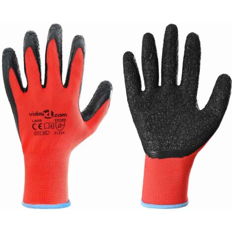 Gants de Travail 24 pcs Rouge et Noir 9 / l Revêtement en latex CFW542769