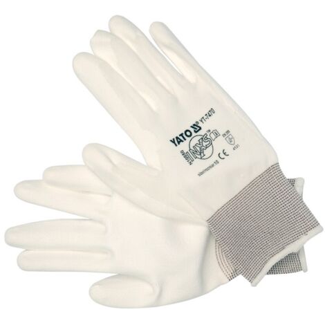 Gants de travail blancs, nylon, pu YT-7470 YATO