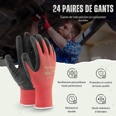 Gants de travail double couche résistants à l’usure et antidérapants + porte-gants avec pinces de fixation, ensemble pratique pour atelier
