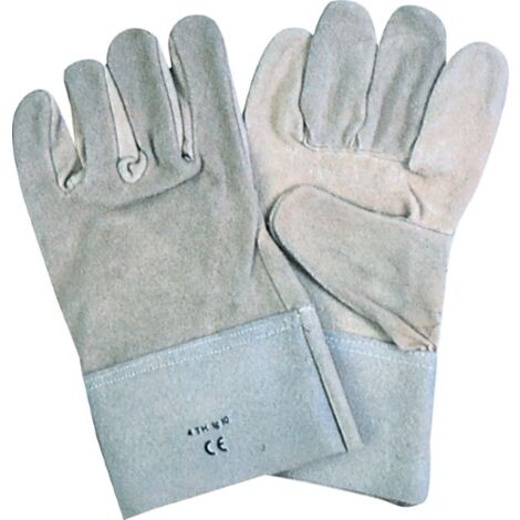Gants de travail en croAte de cuir de vache extra renforcA  de couleur gris naturel