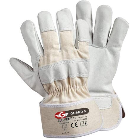 Gants de travail en cuir 5 paires taille 9 - Gants robustes de haute qualité pour la construction et le jardinage, gants de protection en cuir de bœuf complet