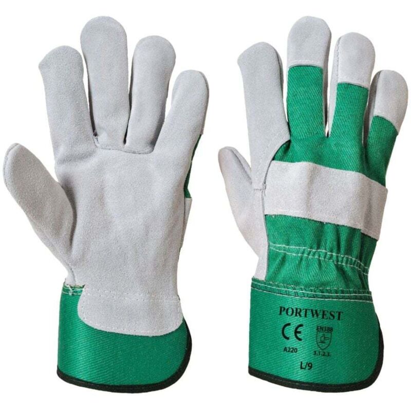 Gants de travail en cuir bovin DOCKER PREMIUM VERT 10 - Portwest