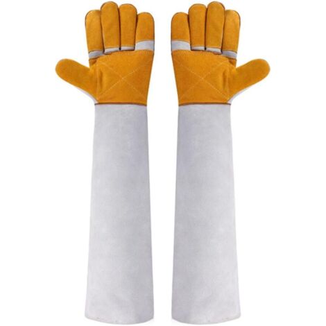 Gants de travail en cuir de 23,6 pouces pour animaux de compagnie, anti-morsures, pour chats, chiens, oiseaux, serpents, rembourrage polyvalent résistant aux rayures