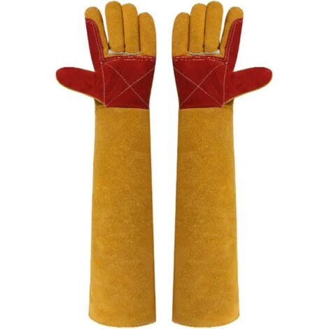 Gants de travail en cuir de 23,6 pouces pour animaux de compagnie, anti-morsures, pour chats, chiens, oiseaux, serpents, rembourrage polyvalent résistant aux rayures