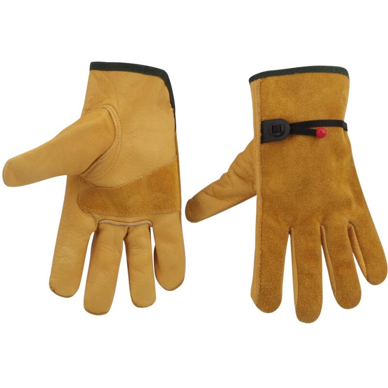 Gants de travail en cuir de vache pour homme et femme, gants de jardinage, gants de conduite (taille L)