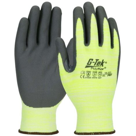 Gants de travail enduction mousse de nitrile G-TEK (lot de 12) Jaune / Gris 6