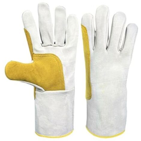 Gants de travail, gants de soudage en cuir de vachette, résistants à la chaleur, ignifugés et anti-coupures, matériaux pour équipements de soudage au four