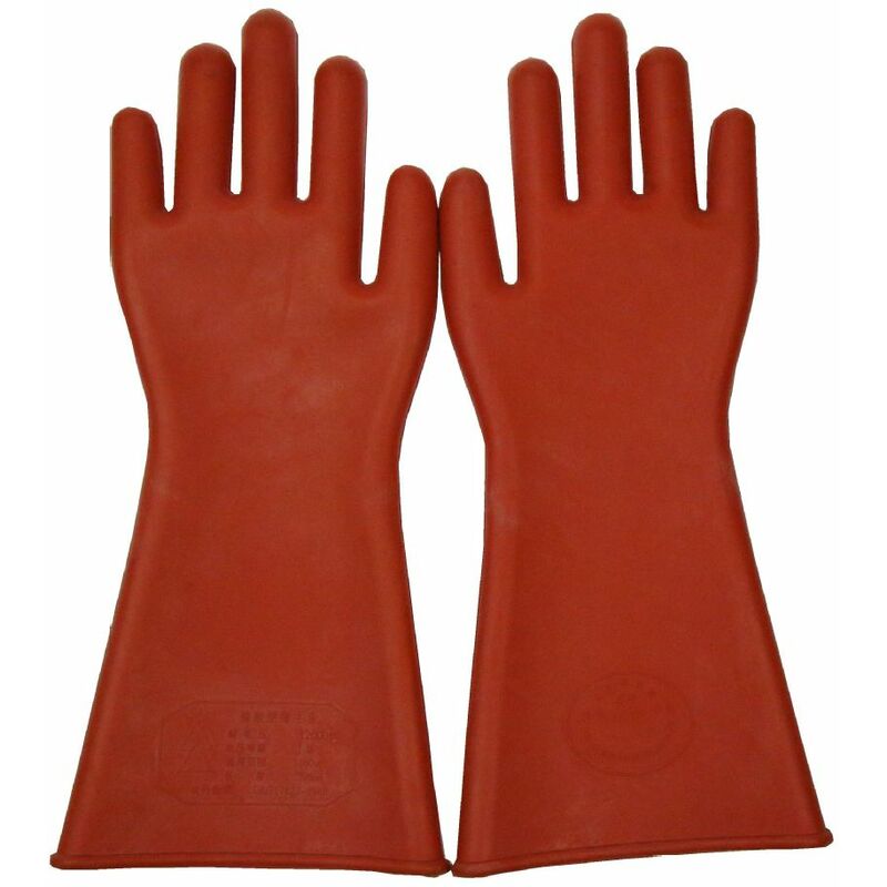 Ahlsen - Gants de Travail Gants Électriciens en Caoutchouc Couverture de Sécurité,gants isolés 12kv(Quantité : 1 ensemble)