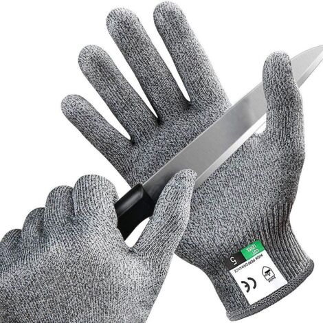 Gants de travail haute performance de niveau 5 résistants aux coupures, pour la cuisine, la mandoline, le filetage du poisson, la découpe et le découpage de la viande (taille L)
