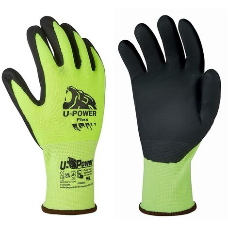 Gants de travail Nitrile haute visibilité U-POWER Protection Mécanique taille M à XXL