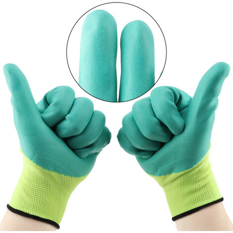 Gants de Travail Nitrile Imperméables et Anti-Dérapants  Green + Yellow  Longueur 23 cm  1 Paire  ManoMano Exclusive
