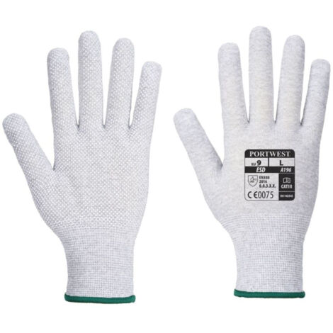 Gants de travail Portwest MICRO DOT ANTISTATIQUE ESD Gris / Blanc 6.