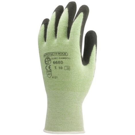 Gants de travail précision Fibre de bambou Enduit Nitrile Eurotechnique (lot de 10 paires de gants) Noir 9
