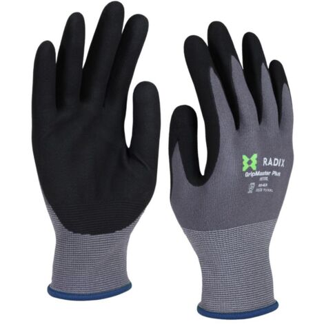 Gants de travail - Radix - GripMaster Plus - Nitrile micro-mousse noir/gris - Taille M11 / XL