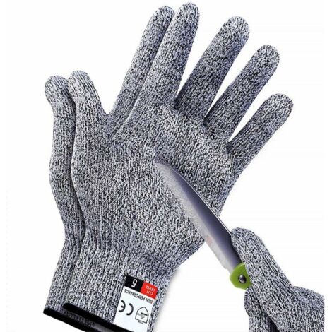 Gants de Travail résistants aux coupures Niveau 5 Gants de sécurité pour Homme Gants Anti-coupures pour Cuisine Boucher Travail extérieur (L)