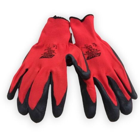 Gants de travail rouges et noirs, taille S, 12 paires