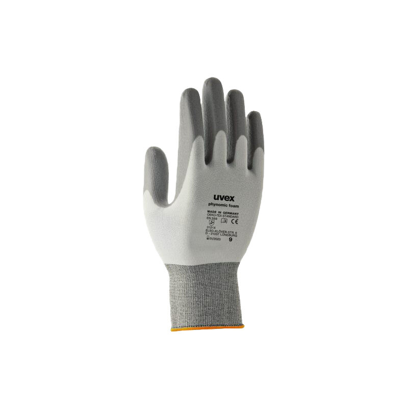 Gants tricotés phynomic foam enduit mousse aquapolymère gris/gris foncé T8 Uvex CT8