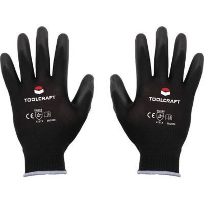 Gants de travail taille: 8 Toolcraft TO-5621544 polyester, polyuréthane en 388 cat ii 1 paire(s)
