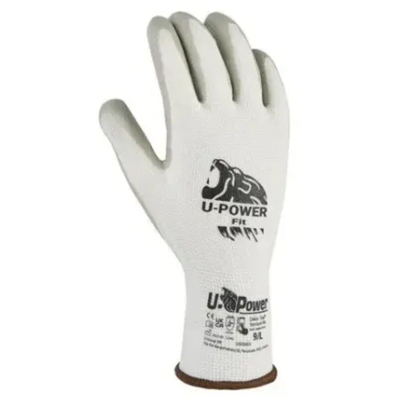 Gants travail sécurité U-power Fit Nylon Nitrile Blanc 8/M 12 Pièces