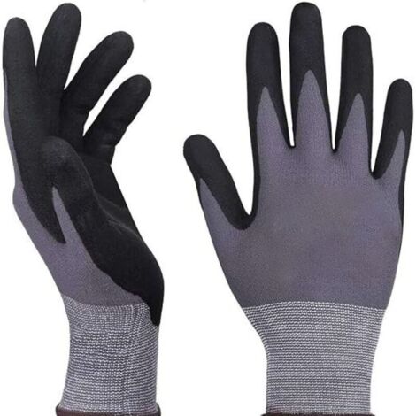 Gants de travail violets, taille L, résistants à l'huile, antidérapants, respirants, confortables et doux, adaptés aux réparations et au jardinage.