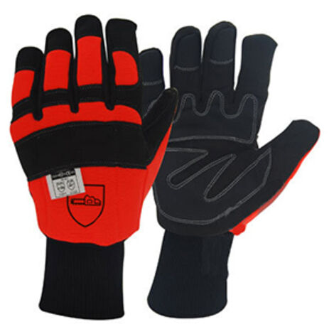 Gants De Tronçonnage Hiver Taille 10/l, Avec Protection Du Dos De La Main Sur Le Gant Gauche. Norme En381 - Classe 0, En388 - 22