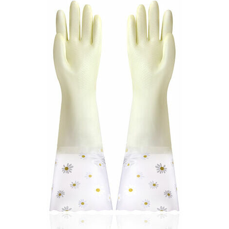 Gants de vaisselle de cuisine Nettoyage des travaux ménagers Gants en caoutchouc Outils de nettoyage de cuisine Accessoires de salle de bain Jaune