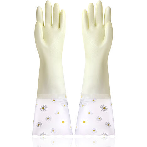 Gants de vaisselle de cuisine Nettoyage des travaux ménagers Gants en caoutchouc Outils de nettoyage de cuisine Accessoires de salle de bain Jaune