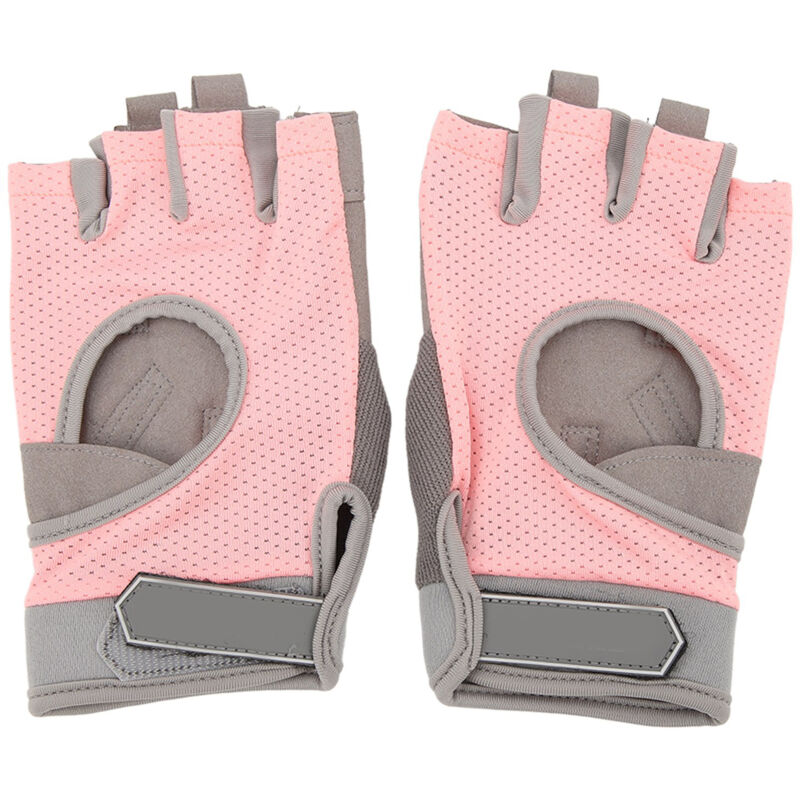 Gants d'entraînement femme mi-doigts anti-dérapants - Idéaux musculation, fitness, vélo - Protection résistante rose - Taille M (18-20cm)