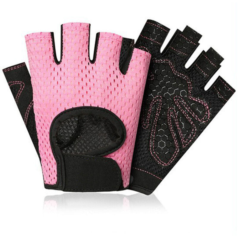 Gants d'entraînement mi-doigts pour Homme et Femme - Fitness, Musculation, Cyclisme - Rose