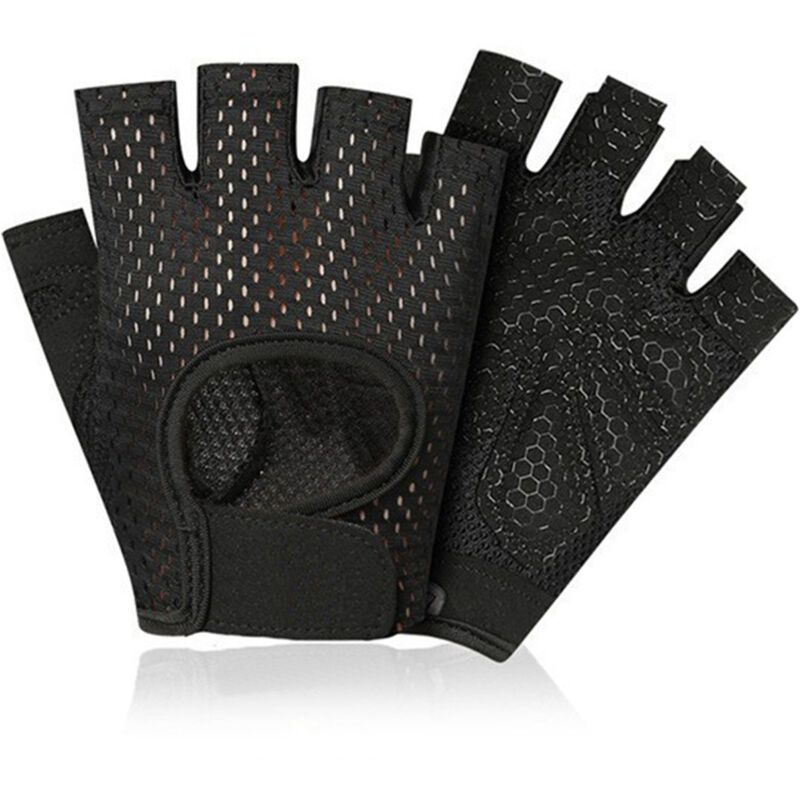 Gants d'entraînement mi-doigts pour Homme et Femme - Fitness, Musculation, Vélo - Noir
