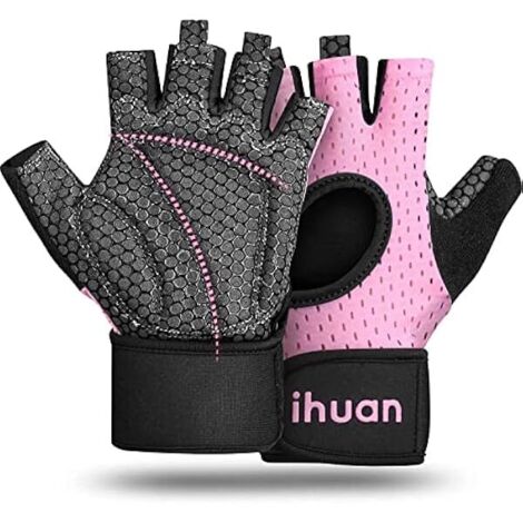 Gants D'Entrainement - Sans Doigts - Support De Poignet - Protection De La Paume - Prise Renforcée - Pour Musculation Légère Cross Training Rameur Tirage - Par Paire