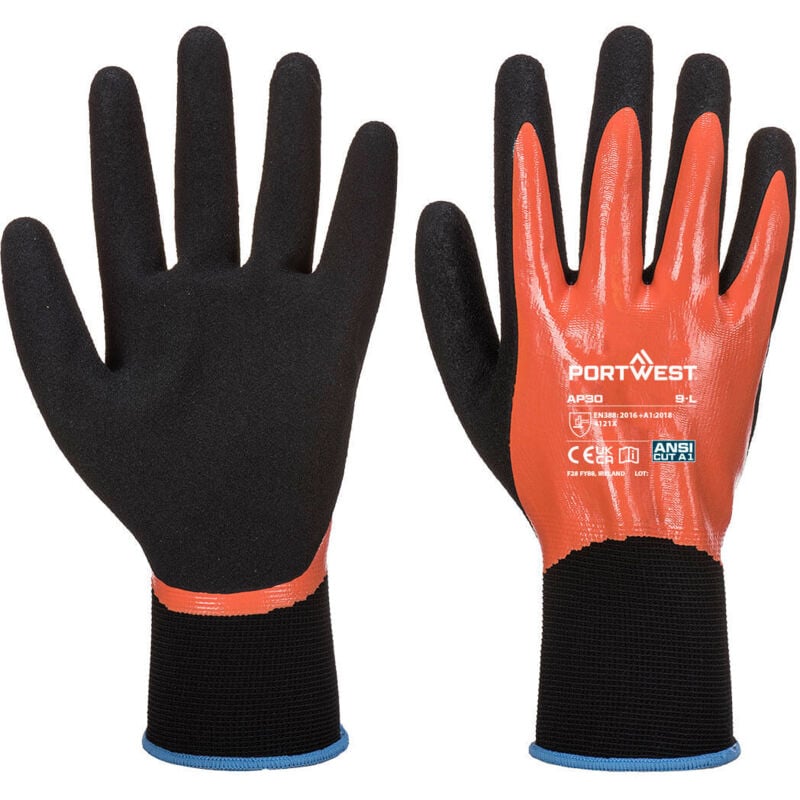 Dermi Pro Orange/Schwarz XL Handschuhe - Größe 10