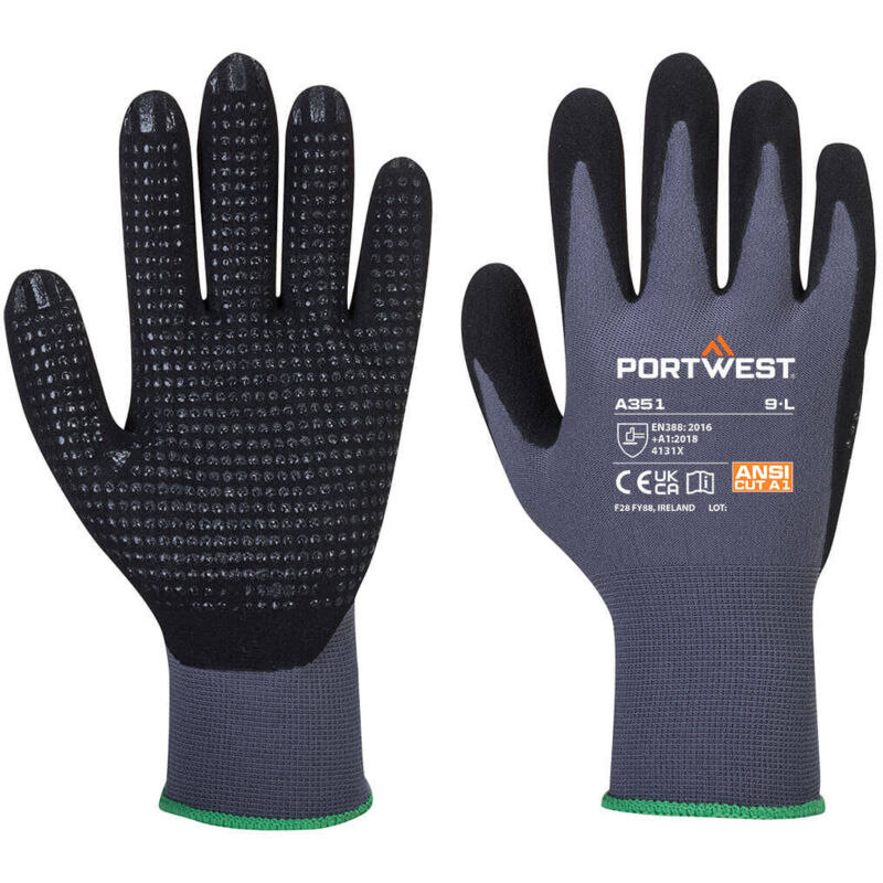 Portwest Dermiflex Plus Handschuhe Grau/schwarz L - Größe 9